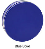 A circular blue metal gift tin